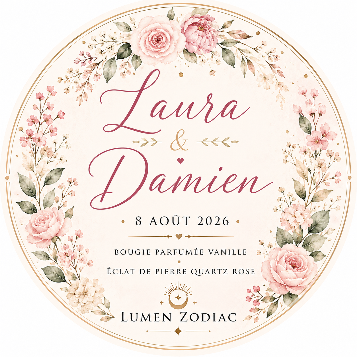 Petites bougies parfumées personnalisées pour mariages, baptêmes