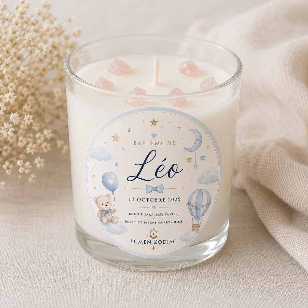 Petites bougies parfumées personnalisées pour mariages, baptêmes