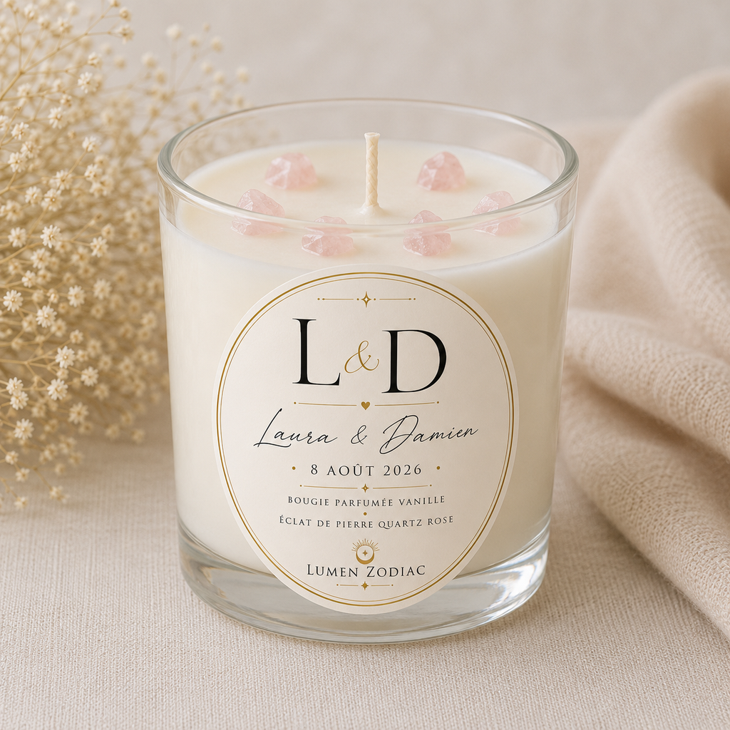 Petites bougies parfumées personnalisées pour mariages, baptêmes