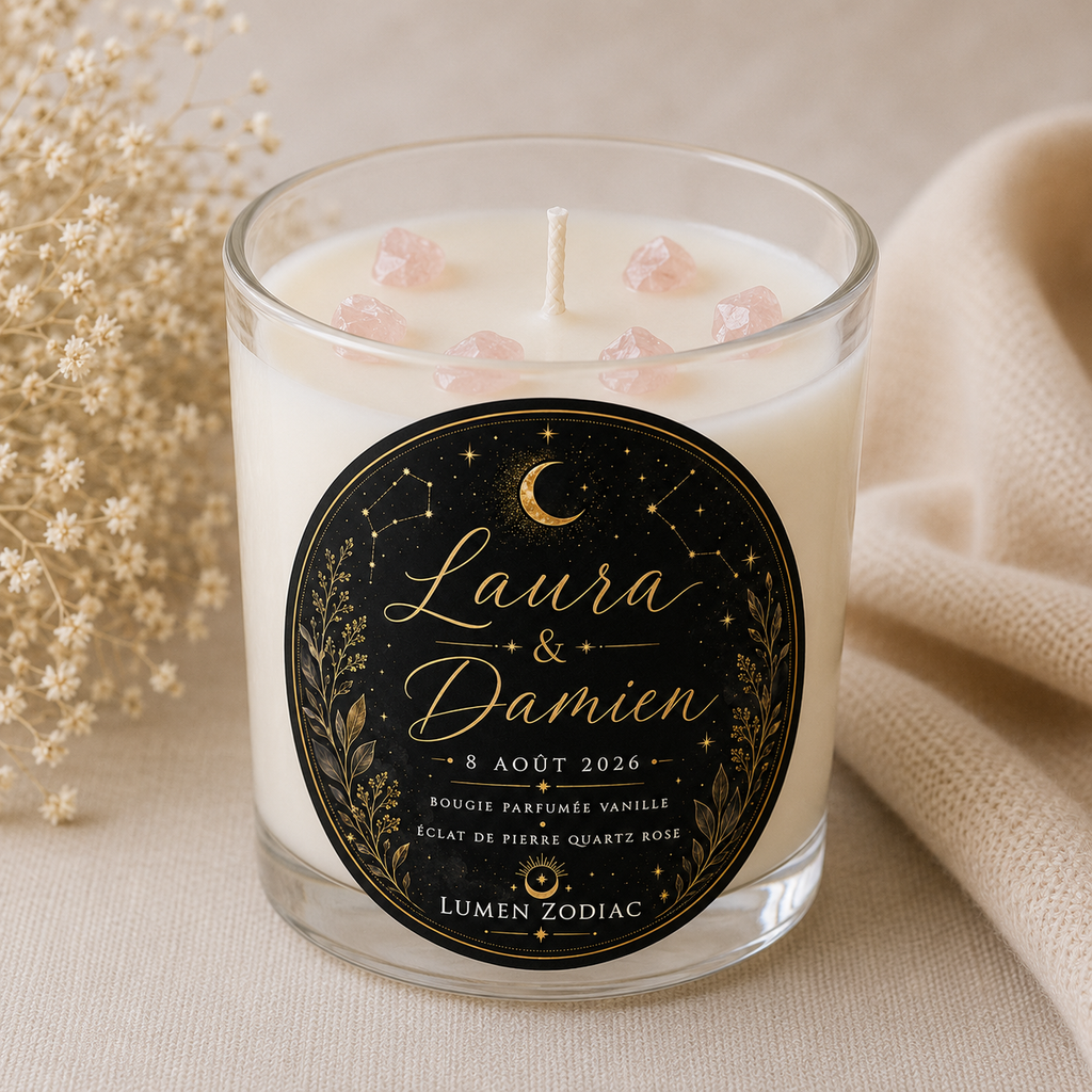 Petites bougies parfumées personnalisées pour mariages, baptêmes