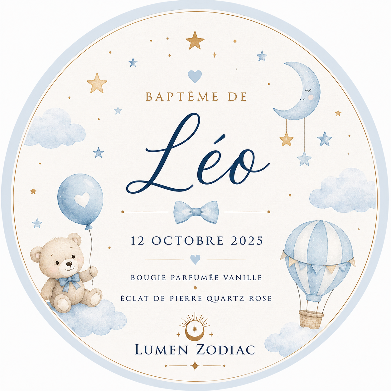 Petites bougies parfumées personnalisées pour mariages, baptêmes