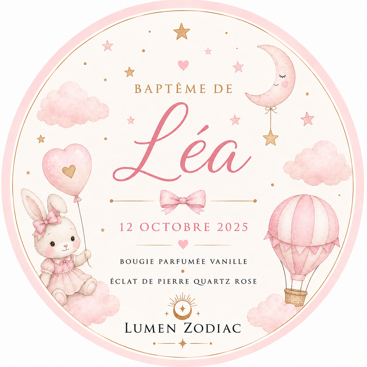 Petites bougies parfumées personnalisées pour mariages, baptêmes
