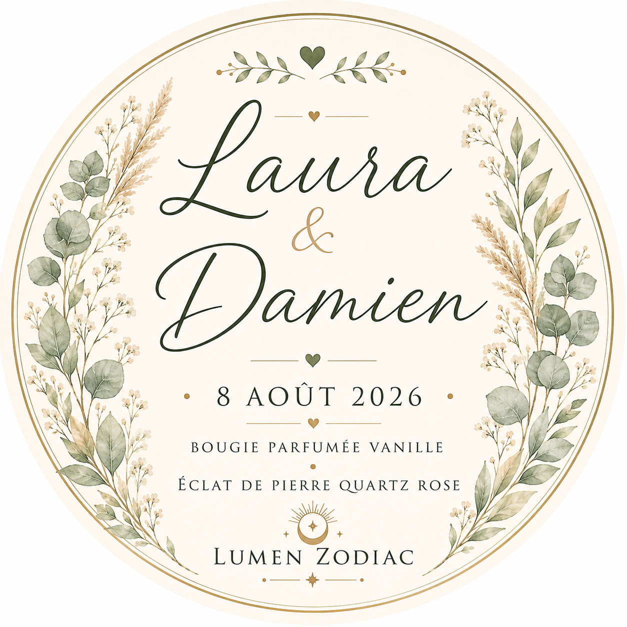 Petites bougies parfumées personnalisées pour mariages, baptêmes